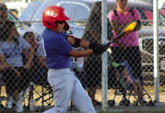 Little Leage hitter Zayden Calderon gives it his all at a recent game.