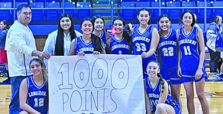 Buena Vista’s Ireland Sanchez was honored during the Longhorn Classic after scoring her 1,000th career point. Courtesy photo by Buena Vista ISD