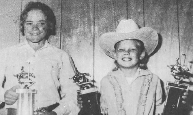 August 1971: LOCAL COWGIRLS – Smiling happily with the trophies they won at the Reagan County Junior Rodeo, held at Big Lake, are, from left, Jo Lee Shaddox and Shamelle “Sam” Duncan, both members of the Fort Stockton Vaqueros Riding Cub. Jo Lee took a second place in Flags competition and Sam was first in Flags competition and tied for first in barrel racing. Photos are from the Fort Stockton Pioneer archives at the Pioneer’s office located at 210 N. Nelson St.