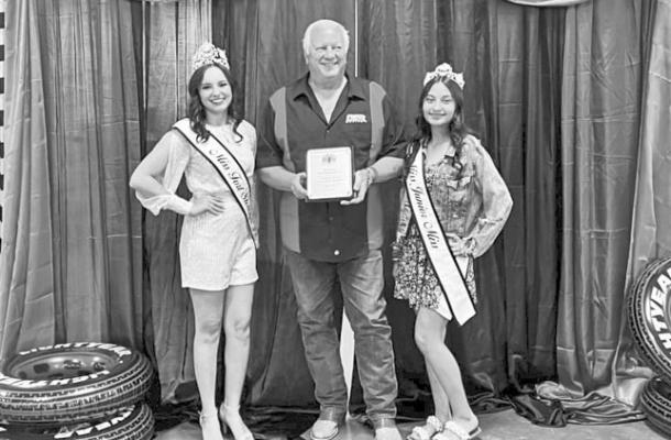 Mike Davis, middle, won the Most Unique Award for the Big Bend Open Road Race with his 2020 Ferrari. Davis is pictured with Miss Fort Stockton Ysabella Sanchez, left, and Junior Miss Fort Stockton Ariana Alexandra Ramirez, right. Courtesy Photos