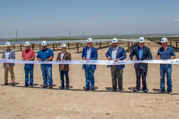 Energy Transfer held a ribbon cutting ceremony at their Maplewood 2 Solar farm in Pecos County a week ago. Pictured from left to right is: Spivey Paup (Managing Director, Development, Recurrent Energy) Pecos Count Judge Joe Shuster, Remie Ramos (Executive Director, Fort Stockton Economic Development Corporation), David Perez (Sr. Director, Power Origination, Energy Transfer), Matt Ramsey (COO, Energy Transfer), Michael Arndt (General Manager and President, Recurrent Energy), Mario Rivera (SVP, Marketing & O