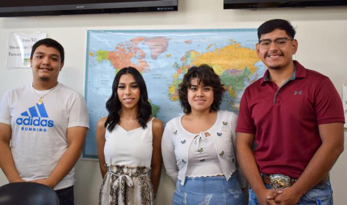 Five scholarships recipients from Pecos County have been selected thus far from Consulado de Carrera de México. Those individuals are, from left to right: Edgar Tavarez, Breanna Rodriguez, Maria Tellez-Vazquez, Javier Arath Hernandez. Not pictured is Leslie Esquivel. Courtesy Photo