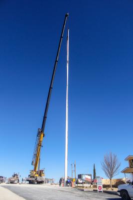 The tallest flagpole was placed at Hilltop RV Park along Interstate 10, just west of Fort Stockton. The address of the business is 4076  IH-10 West. Photo by Nathan Heuer
