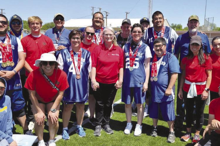 Pictured is the Fort Stockton Special Olympics team of Mario Figerioa, Elvia Lujan, Alexis Duarte, Israel “Snowy” Carrasco, Anthony “Ant” Rosa, Ysabel “Chel” Duarte, Gabriel “Bear” Hernandez, William “Bill” Melhberg, Steven Flores, Robert “Coach” Guinn, Jeanette Thorne and other Volunteers and Helpers for Special Olympics. Photo courtesy of Michelle Guinn - Fort Stockton Special Olympics Chaperone &amp; Facebook Manager