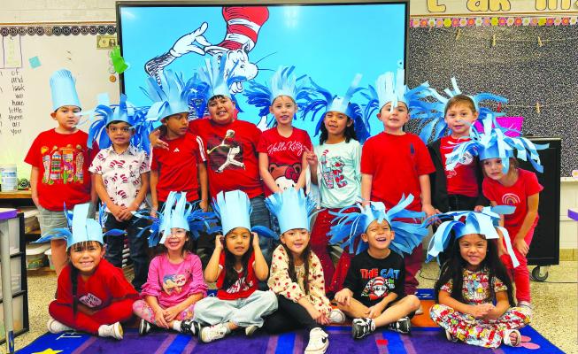 Fort Stockton’s Apache Elementary School recently had some laughs, welcoming the wild fun of Doctor Seuss with Thing 1 and Thing 2. March 2 was Seuss’ Birthday. Courtesy Photo