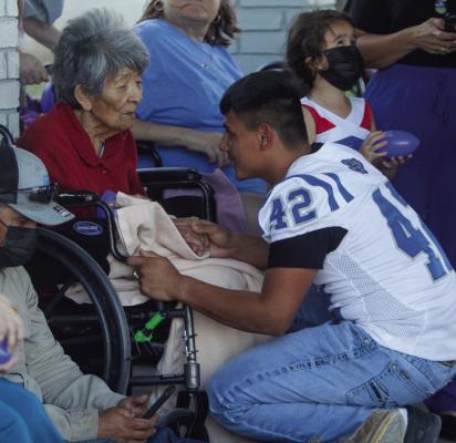 The Fort Stockton High School cheerleaders, band members, and the varsity football team performed a pep rally at the Focused Care at Fort Stockton assisted living facility on Thursday. Photos by Nathan Heuer
