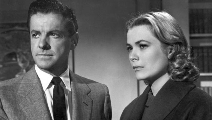 Grace Kelly is attacked by Anthony Dawson in the Alfred Hitchcock thriller, Dial M for Murder.