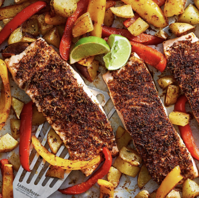 Sheet-Pan Chili-Lime Salmon with Potatoes and Peppers
