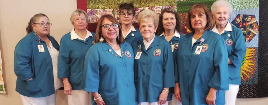 Auxiliary Officers installed were Connie Parks, recording secretary/historian; President Dottie Huelster; Viola Alvarez, scrapbook chairman and gift shop manager; Gerda Martinez, assistant treasurer; Treasurer Linda Lamb; Ludene Reeves, first/second vice president and auxiliary garden supervisor; Elma Holguin, gift shop manager; and Charlene Whitfield, corresponding secretary/parliamentarian. Courtesy photo