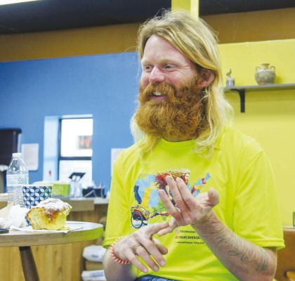 Cameron Balser spent a night in Fort Stockton on his crosscountry run from Ohio to California. Photo by Kerry Waldrip.