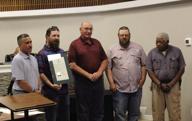 The Fort Stockton City Council recognized the service of local HAM radio operators during “Amateur Radio Operator Week,” June 20 to 26, at the last council meeting on Monday. Photo by Joh Covington