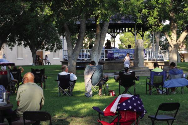 The Fort Stockton Chamber of Commerce has organized live music for the community at Zero Stone Park. On June 7, the March Divide gave the first concert to delight listeners camped out in the shade. Photo by Tristian Barragan