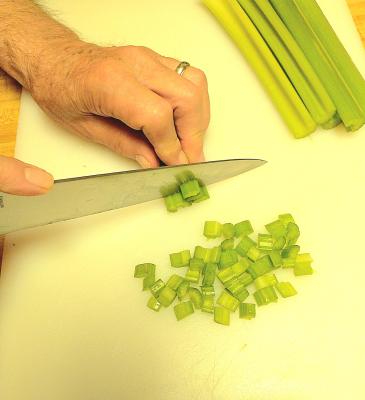 Vegetable preparation for dressing. Photo by Bob Gerbert