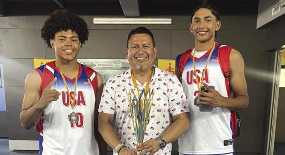 USA Gold - Left to Right, Aundre Washington, Coach Ruben Leyva, and Evan Cordero. Courtesy Photo