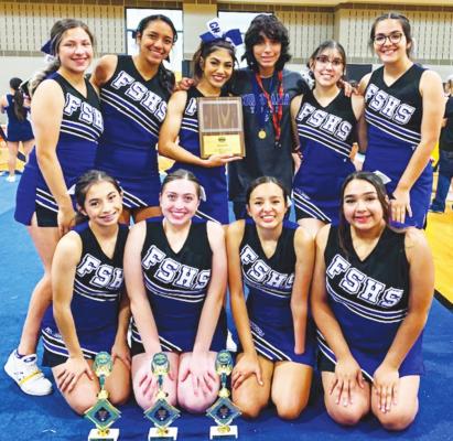 The Fort Stockton varsity cheerleaders posed for a picture at Cheer Camp in Lubbock this past week. Top row, left to right: Alexia Galindo, Alyana Dominguez, Gabriella Renteria, Avan Lujan, Carolina Sauceda, Alyna Rodriguez. Bottom row: Rosa Maria Hernandez, Gabriela Galindo, Ysabella Sanchez, Alessandra Sanchez. Courtesy Photo