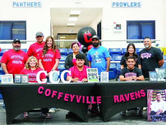 Fort Stockton High School seniors Leeland Ibarra, Aubrey Jones, and Ethan Jimenez proudly sign their letters of intent to continue their powerlifting careers at Coffeyville Community College. The signing ceremony was held Tuesday, May 13, in the Special Events Center at FSHS. Courtesy Photo