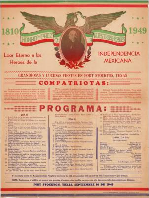 Pictured is a copy of the original itinerary of the event that honored local Mexican History and Mexican Independence Day in 1949.. 