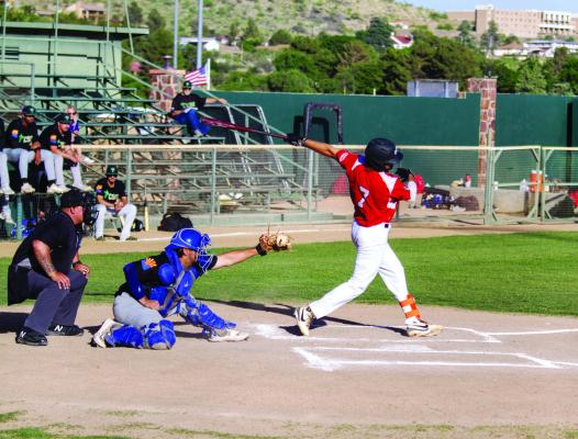 Luke Hyzdu is pictured earlier in the season at home against the Saguaros. Hyzdu continues to impress at the plate, collecting hits for the Cowboys. Photo by Kara Gerbert