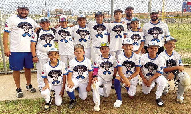 Pictured (top row) Coach Rj bernal, Kolton bernal, Zayden Calderon, Andy Rios, Ethan Rivera, Ashton Fuentes, Coach Justin Fuentes, D’Andre Dillard, and Coach Octavio Contreras. (Bottom row) Malachi Hayes, Luke Freeman, Brylan Gonzalez, Gessiah Corral, Davian Martinez, and Zadrian Contreras. Courtesy photo