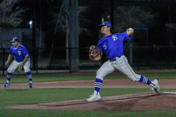 Panther freshman Gerry Diaz winds up for a pitch during the Panthers home contest against Denver City Feb. 28. Diaz has been one of the most productive two-way players in Fort Stockton’s varsity lineup this season. The underclassman has a 2.33 ERA in four appearances and two starts on the mound. He has amassed 24 strikeouts compared to 14 hits allowed and six walks. At the plate, he’s hitting a .565 average, including nine RBIs and a home run. Photo by Nathan Heuer
