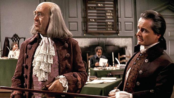 Howard da Silva portrays Benjamin Franklin along with William Daniels as John Adams in the musical 1776. Courtesy Photo