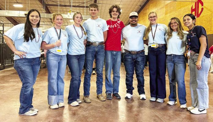 (L to R): Karla Villanueva, Meagan Hanson, Brenna Downing, Cody Schoenfeldt, Eli Schoenfeldt, Juan Martinez, Khloe Noelke, Canna Cravens, and Karen Villanueva.