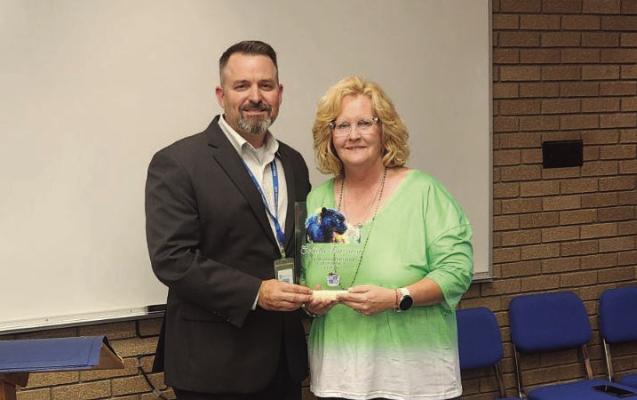 Collette Barragan was named teacher of the year for Fort Stockton High School at the recent school board meeting. Photo by Joh Covington