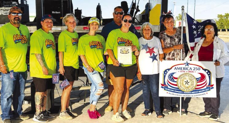 Pictured, the organizers and Iraan-Sheffield Chamber of Commerce receiving their recognition from the Pecos County Historical Commission. Courtesy Photo