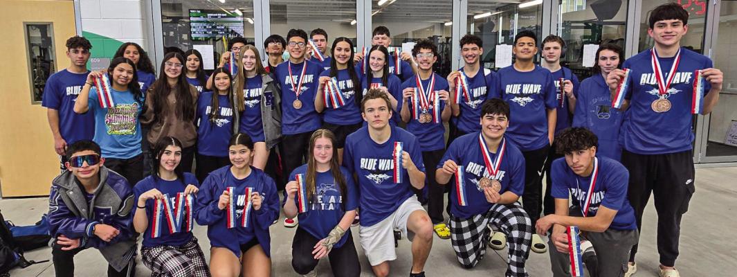 The Fort Stockton Blue Wave Swim Team made waves at the District 2-4A Championship in Monahans on January 18, delivering strong results and securing a place at the upcoming Regional Meet. Courtesy Photo