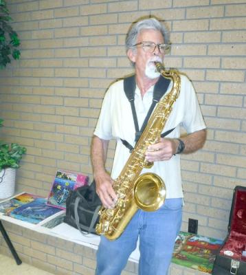 Al Haney will bring his soulful saxophone music to entertain folks at the Senior Center potluck this Friday at noon.