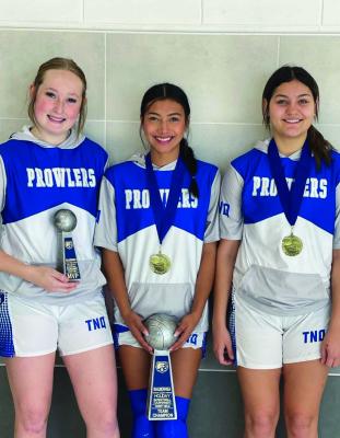 The Varsity Prowlers took home the championship in Balmorhea last month with Kimbree Norman named MVP and Kailyn Reeves and Thiara Wislar making All-Tournament. Courtesy Photo