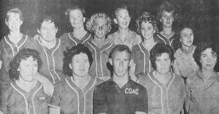 FS TWISTERS – Pictured above are members of the Fort Stockton Twisters softball team which won second place in last weekend’s tournament here. Ballinger won the final game 4-3. In front row, (L-R) are Lawanda Wilson, Melba Draper, Charles Marthin (coach), Irma Reid, Mickie Martin. Standing: Barbara Freeman, Loyce Lang, Mary Lou Hursh, Doris Meadows, Wilma Sanders, Gay Neel Ham, Jessie Jenkins, Correne Irwin. The team will play in the Big Lake Tournament this weekend.