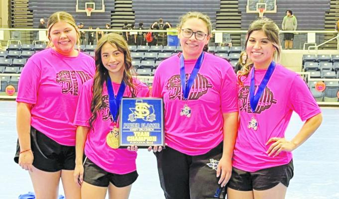 Four Prowlers lifters earned first place medals at the Fort Stockton powerlifting meet on Saturday. Rosa Hernandez, Alyssa Rangel, Bella Urbano and Paulina Hernandez. Courtesy photo