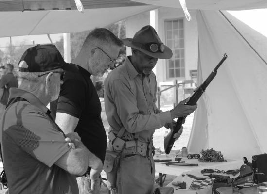 Allen Mack, visiting historian and Buffalo Soldier expert was at the historic Fort Stockton on Tuesday, showing visitors artifacts and explaining the long-storied history of the men who were posted at the fort.
