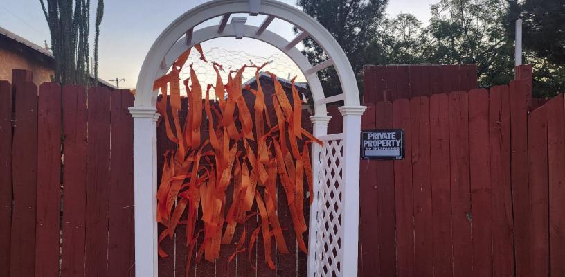Many members of the community gathered to contribute their own ribbons to the Arch of Memories during the Day of the Dead remembrances. Photo by Kerry Waldrip