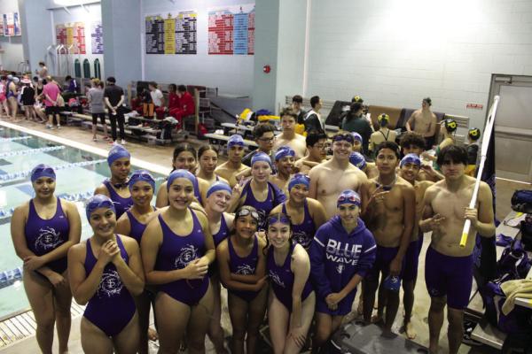 A team photo of Fort Stockton’s Blue Wave swim team during the Lubbock Small Team/JV Invitational.