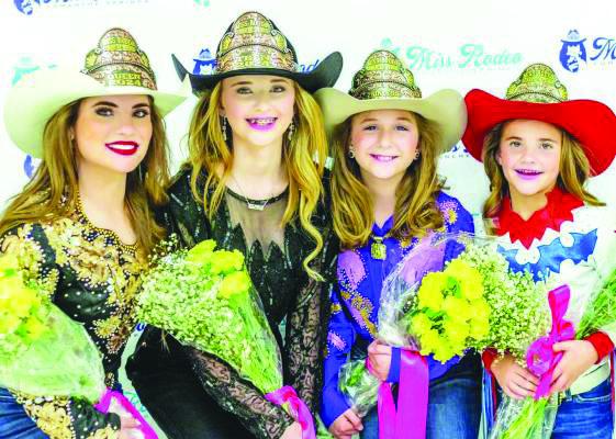 Last year’s Comanche Springs Rodeo pageant winners are from left to right, Rodeo Queen Syndilyn Maguglin, Teen Michaela Davis, Princess Brooklyn Drewry and Sweetheart Kennedi Burns. Pioneer Photo