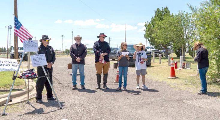 From noon until ap proximately 5 p.m. on July 4, members of the Fort Stockton Living History Unit conducted a formal flag retirement ceremony, respectfully retiring worn American and Texas flags one at a time. Photo by Tristian Barragan