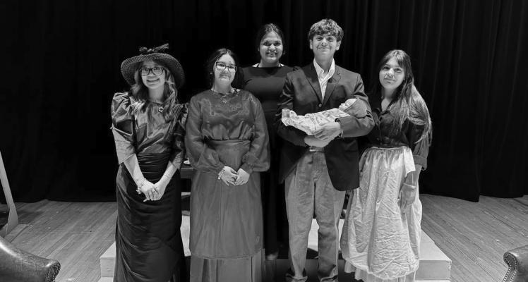 The Fort Stockton High School One Act Play group recently performed their play entitled “Foiled by an Innocent Maid” by Fred Carmichael. It was performed at the Fine Arts Expo for students and families, and it was performed with permission from Samual French. The performance was directed by Susann Hall with stage manager Ally Salazar. Pictured are Zeyda Ureste, Olivia Saldana, Anna Aguirre, Derik Waight, and Zada Alvarez.