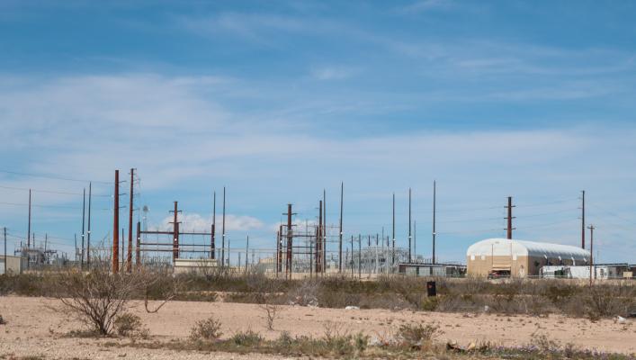 The Lancium facility On U.S. 285 currently has a 25-megawatt substation. A planned extension of city sewer lines has been postponed. Photo by Shawn Yorks