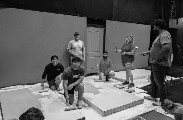 Volunteers and cast members, pictured here, worked together to build the set for the Fort Stockton Community Theatre’s upcoming Production. Courtesy Photo
