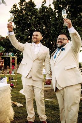 Surrounded by family and friends, Andres Madrid and Hermes Policroniades celebrated their marriage on June 13, 2026. Luisa Tanneberger Photography