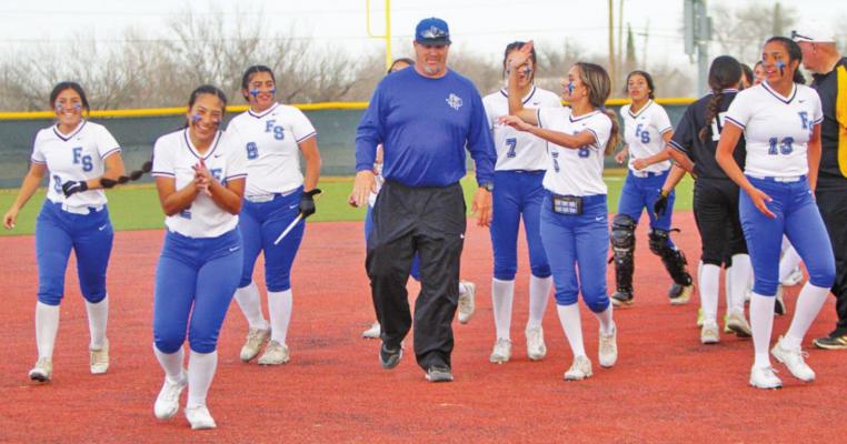 The Prowlers softball team celebrates their victory against Seminole on March 18 at home. The victory avenged two lopsided losses to the Maidens a season ago. Photo by Nathan Heuer