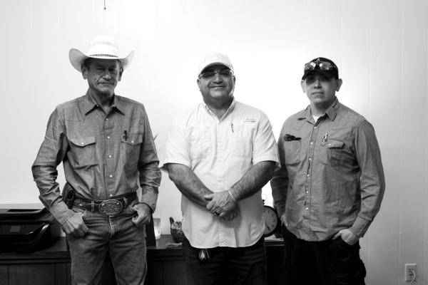 Pictured left to right, Raymond “Skeeter” Dulaney, Pecos County Pct. 1 Commissioner Francisco Ramirez and Brian Pacheco.