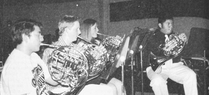 February –2006 — In addition to selling the tickets and serving the meal the members of the Pride of Panther land band provided the evening’s entertainment. Performing in the French horn quartet were Josh Alvarado, Jennifer Dunn, Ethan Elliott and Joseph Refill. The group performed the four horns men.