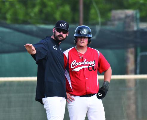 Cowboys Manager Sean Persky breaks records with most all time wins for the Cowboys. Also pictured is Peyten Kennard All Star Player. Courtesy Photo