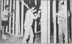 September 1990: GETTING READY FOR OPENING – Teen volunteer workers frame up two new rest rooms being installed in the new Fort Stockton Teen Center, 218 N. Main. A dance sponsored by the STOPP group will be held Saturday night from8 to midnight. Plans call for the center to be open on weekends.