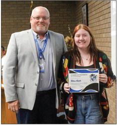 The Fort Stockton Independent School District named their students of the Month at their regular meeting on Oct. 24 at the district’s administration building. High School Principal Ken Wallace presented Tatum Dale with the High School Student of the Month award for October. Photos by Nathan Heuer