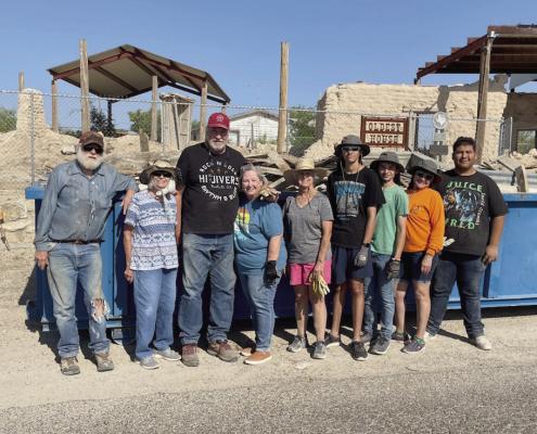 Board members, employees, and volunteers spent Saturday morning cleaning up at the Oldest House to prepare for more archeological excavations scheduled for this fall. Photo courtesy of the Fort Stockton Historical Society