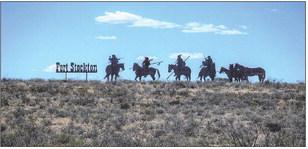 The famous Indian silhouettes on the hill west of Fort Stockton, Texas